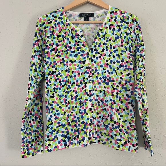august silk Sweaters - August Silk Multicolor Colorful Polka Dot Rainbow Fitted Notched Collar Cardigan